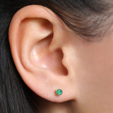 14K Gold Round Cut Emerald Stud Earrings Ferkos Fine Jewelry