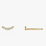 14K Gold Diamond Curved Bar Stud Earrings Ferkos Fine Jewelry