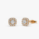 14k Halo Setting Diamond Studs 14K Rose Gold Ferkos Fine Jewelry