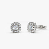 14k Halo Setting Diamond Studs 14K White Gold Ferkos Fine Jewelry