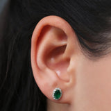14k Gold Oval Cut Emerald Diamond Earrings  Ferkos Fine Jewelry