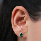 14k Gold Oval Cut Emerald Diamond Earrings Ferkos Fine Jewelry