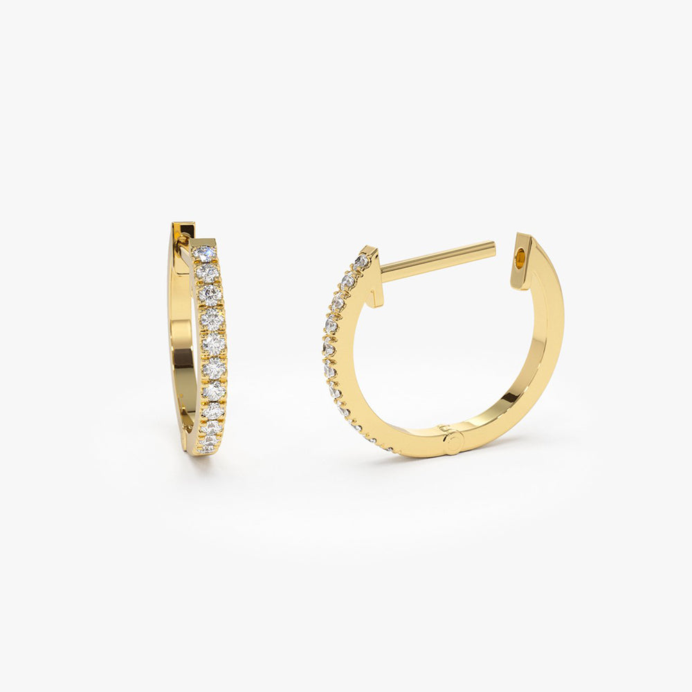14K Gold Mini Diamond Huggies Earrings 14K Gold Ferkos Fine Jewelry