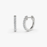 14K Gold Diamond Hoop Earrings 14K White Gold Ferkos Fine Jewelry