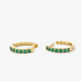 14K Gold Emerald Huggie Hoop Earrings Ferkos Fine Jewelry