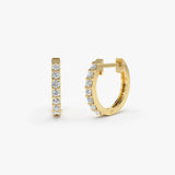 14K Gold Diamond Hoop Earrings 14K Gold Ferkos Fine Jewelry