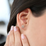 14K Gold Compass Star Diamond Earrings Ferkos Fine Jewelry