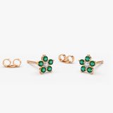 14K Emerald and Diamond Flower Studs 14K Rose Gold Ferkos Fine Jewelry