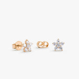 14K Gold Diamond Flower Earrings 14K Rose Gold Ferkos Fine Jewelry
