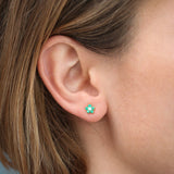 14K Emerald and Diamond Flower Studs  Ferkos Fine Jewelry