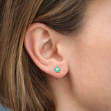 14K Emerald and Diamond Flower Studs Ferkos Fine Jewelry