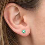 14K Emerald and Diamond Flower Studs Ferkos Fine Jewelry