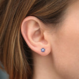 14k Sapphire and Diamond Flower Studs Ferkos Fine Jewelry