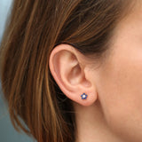 14k Sapphire and Diamond Flower Studs Ferkos Fine Jewelry