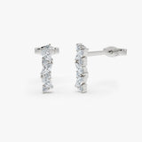 14K Gold Alternating Marquise and Round Diamond Studs 14K White Gold Ferkos Fine Jewelry