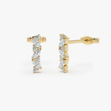 14K Gold Alternating Marquise and Round Diamond Studs 14k Gold Ferkos Fine Jewelry