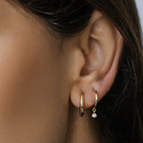 14K Hoop with Dangling Diamond Ferkos Fine Jewelry