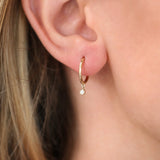 14K Hoop with Dangling Diamond Ferkos Fine Jewelry