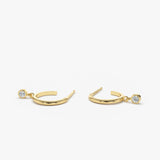 14K Hoop with Dangling Diamond Ferkos Fine Jewelry