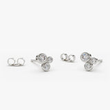 14K Gold Graduated Diamond Stud Earrings 14K White Gold Ferkos Fine Jewelry
