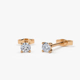 14k Prong Setting Round Diamond Studs 14K Rose Gold Ferkos Fine Jewelry
