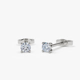14k Prong Setting Round Diamond Studs 14K White Gold Ferkos Fine Jewelry