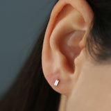 14k Mini Baguette Diamond Studs Ferkos Fine Jewelry