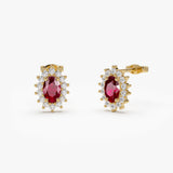 14k Oval Cut Ruby Earrings with Diamonds 14K Gold Ferkos Fine Jewelry