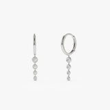 14k Dangling Diamond Drop Earrings 14K White Gold Ferkos Fine Jewelry