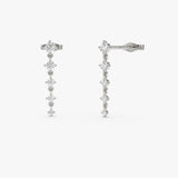 14k Dangling 4 Prong Diamond Drop Earrings 14K White Gold Ferkos Fine Jewelry