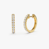 14k Diamond Huggies Earrings 16MM 14K Gold Ferkos Fine Jewelry