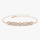 14K Baguette and Round Diamond Bracelet 14K Rose Gold Ferkos Fine Jewelry