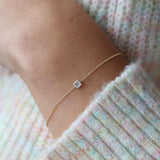 14K Gold Tiny Baguette and Round Diamond Station Bracelet Ferkos Fine Jewelry