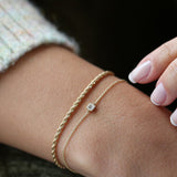 14K Gold Tiny Baguette and Round Diamond Station Bracelet Ferkos Fine Jewelry