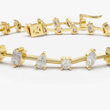 14k Gold Multi-Shape Slant Diamond Bracelet Ferkos Fine Jewelry