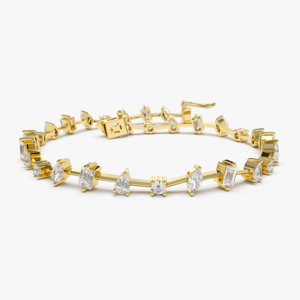 14k Gold Multi-Shape Slant Diamond Bracelet 14K Gold Ferkos Fine Jewelry