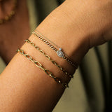 14k Gold Curb Link Marquise Diamond Illusion Setting Bracelet Ferkos Fine Jewelry