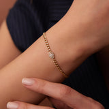 14k Gold Curb Link Marquise Diamond Illusion Setting Bracelet Ferkos Fine Jewelry