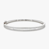 14k Half Eternity Baguette and Round Diamond Bangle 14K White Gold Ferkos Fine Jewelry