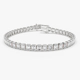 5.75 ctw 14k Lab Grown Emerald Cut Diamond Tennis Bracelet - Jenna 14K White Gold Ferkos Fine Jewelry