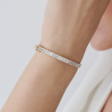 14k Baguette and Round Brilliant Micro Pave Statement Bangle Bracelet Ferkos Fine Jewelry