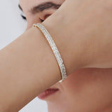 14k Baguette and Round Brilliant Micro Pave Statement Bangle Bracelet Ferkos Fine Jewelry