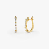 14K Gold Baguette And Round Diamond Earrings 14K Gold Ferkos Fine Jewelry