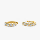 14K Gold Bezel Setting Diamond Huggie Earrings Ferkos Fine Jewelry