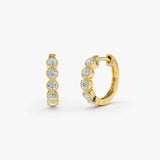 14K Gold Bezel Setting Diamond Huggie Earrings 14K Gold Ferkos Fine Jewelry