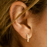 14K Gold Horizontal Set Mini Baguette Diamond Huggie Ferkos Fine Jewelry