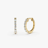 14K Gold Mini Baguette Huggie Earrings 14K Gold Ferkos Fine Jewelry