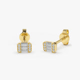 14K Tiny Baguette Diamond Stud Earrings Ferkos Fine Jewelry