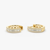 14K Pave Diamonds and Baguette Hoop Earrings Ferkos Fine Jewelry