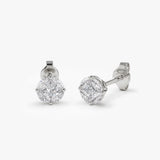 14k 5MM Illusion Setting Diamond Studs 14K White Gold Ferkos Fine Jewelry